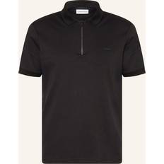 Calvin Klein Bomull - Herr - Svarta Pikétröjor Calvin Klein Smooth Cotton Zip Neck Polo Shirt Black, Black, 2Xl, Men