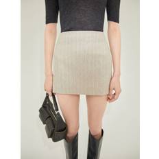 Mango Dam Kjolar Mango Diplo Wool Blend Mini Skirt, Grey