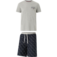 Tommy Hilfiger Dam Underkläder Tommy Hilfiger Pyjamas SS Woven PJ Set Drawstring Grå