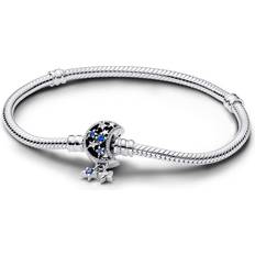 Pandora Blank Armband Pandora Moments Sparkling Moon Clasp Snake Chain Bracelet - Silver/Blue/Transparent
