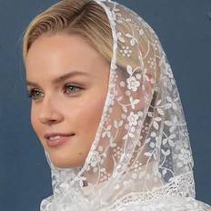 Shein Vita Accessoarer Shein White Ladies Lace Tassel Floral Triangle Scarf Wedding Headscarf Worship Scarf Shawl