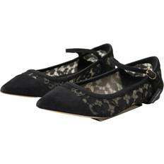 Dolce & Gabbana Ballerinaskor Dolce & Gabbana Black Lace Loafers Ballerina Flats Shoes EU37/US6.5