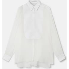 Stella McCartney S-Wave Silk Chiffon Tuxedo Shirt, Woman, White