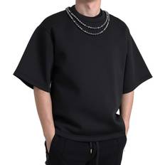 Dolce & Gabbana Herr - Polyester T-shirts & Linnen Dolce & Gabbana Black Necklace Embellished Polyester T-shirt IT48