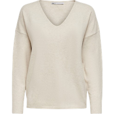 38 - Dam - Stickad tröjor Only Rica V-Neck Knitted Pullover - Grey/Birch