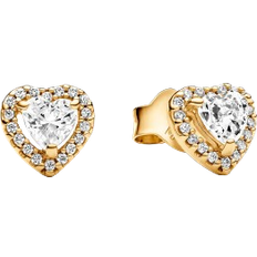 Pandora Guld Örhängen Pandora Sparkling Elevated Heart Stud Earrings - Gold/Transparent