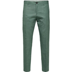 Herr - Ull Byxor Selected Oasis Slim Fit Suit Trousers - Light Green Melange
