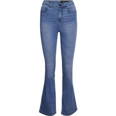 Noisy May Nmsallie High Waisted Flared Jeans - Light Blue Denim