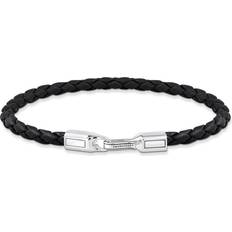 Svarta - Unisex Armband Thomas Sabo Silver bracelet with braided, black leather black A2147-682-11-L19