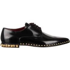 Dolce & Gabbana Herr Skor Dolce & Gabbana Black Derby Gold Studded Leather Shoes EU40/US7