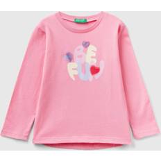 United Colors of Benetton Long Sleeve T-shirt With Print, 18-24, Pink, Kids