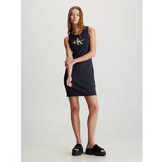 3XL - Dam Klänningar Calvin Klein Ribbed Cotton Monogram Tank Dress Black