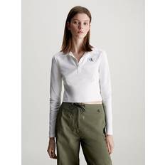 Calvin Klein XS Pikétröjor Calvin Klein Slim Milano Long Sleeve Polo Shirt White