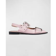 Ganni Light Pink Feminine Buckle Ballerinas Shoes in Chalk Pink Responsible Polyester/Polyurethane/Recycled Leather Women's