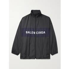 Balenciaga Jackor Balenciaga Oversized Logo-Print Colour-Block Shell Jacket Men Black