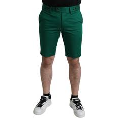 Dolce & Gabbana Herr Shorts Dolce & Gabbana Deep Green Cotton Stretch Men Bermuda Shorts IT50