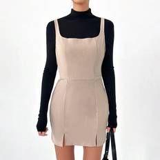 Shein Dam - Enfärgade - Midiklänningar Shein Solid Color Split Hem Bodycon Midi Dress