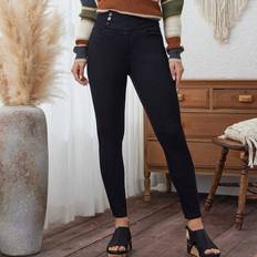 Shein Viskos Byxor & Shorts Shein Women's Pure Color Simple Design Long Jeans