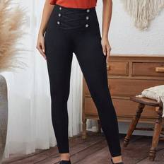 Shein Viskos Byxor & Shorts Shein Women's High Waist Crossed Design Denim Jeans