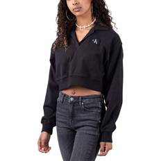 Calvin Klein Bomull - Dam Pikétröjor Calvin Klein Cropped Polo Sweatshirt Black