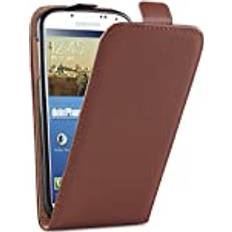 DeinPhone Mobiltillbehör deinPhone Samsung Galaxy S4 belagt läder flip fodral skal väska brun