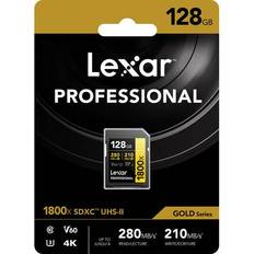 128 GB Minneskort LEXAR Professional SDXC 280/210 MB/s Class 10 UHS-II U3 V60 1800x 128GB