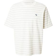 Abercrombie & Fitch Överdelar Abercrombie & Fitch – Gräddvit kraftig t-shirt med klassisk logga och randigt mönster-Vit/a