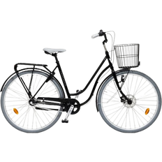 28" - 53 cm/54 cm/55 cm - Dam Standardcyklar Skeppshult omen's Bicycle Smile 7-Speed With Basket - Mirror Black Damcykel
