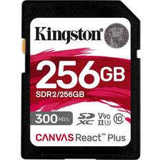 256 GB - SDXC - UHS-II Minneskort & USB-minnen Kingston Canvas React Plus SDXC Class 10 UHS-II U3 ​​V90 300/260MB/s 256GB