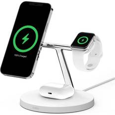 Trådlösa laddare - Vita Batterier & Laddbart Belkin BoostCharge Pro 3-in-1 Wireless Charger with Official MagSafe Charging 15W WIZ017ttWH
