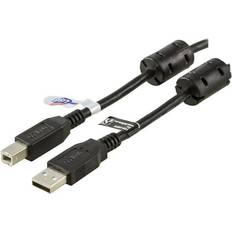 Deltaco Rund - USB A-USB B - USB-kabel Kablar Deltaco Ferrit USB A - USB B 2.0 M-M 3m