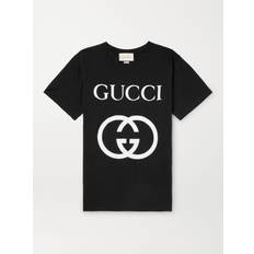 Gucci T-shirts Gucci Logo-Print Cotton-Jersey T-Shirt Men Black