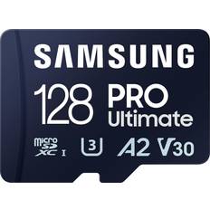 Samsung Minneskort Samsung PRO Ultimate microSDXC Class 10 UHS-I U3 V30 A2 200/130MB/s 128GB +SD adapter