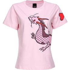 Pinko Dam T-shirts & Linnen Pinko Dragon Print and Embroidery - Rosa