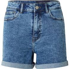 Noisy May Shorts Noisy May – Moni – Mellanblå jeansshorts med hög midja och uppvikt fåll
