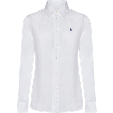 Dam - Linneskjortor - Långa ärmar Polo Ralph Lauren Logo Linen Shirt - White