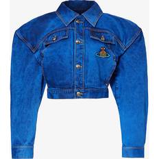 Vivienne Westwood Ytterkläder Vivienne Westwood Womens Blue Boxer Logo-embroidered Denim Jacket