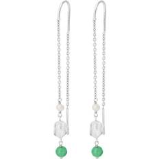 Pernille Corydon Ocean Hope Earchains - Silver/Pearls/Green