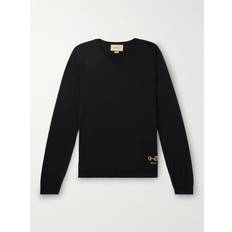 Gucci Herr - Svarta Kläder Gucci Logo-Embroidered Wool Sweater Men Black