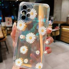 Shein 1pc Transparent Tpu Space Case With Flower Painting And 1pc Glitter Tpu Phone Case