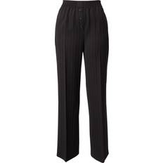 Topshop Dam Byxor Topshop boxer fly detail pull on stripe tailored pants in black