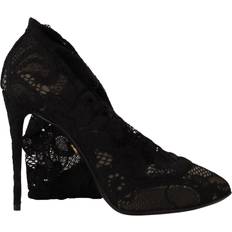 Dolce & Gabbana Snörkängor Dolce & Gabbana Black Stretch Socks Taormina Lace Boots Shoes EU37.5/US7
