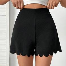 Shein Dam Byxor & Shorts Shein Women's Elastic Casual Shorts With Scallop Edge And A-Line Hem