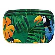 Tropical Brazil Palm Leaf Toucan Travel Personal Makeup Bag - Multicolor