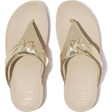 Fitflop Lulu Padded-Knot Metallic-Leather Toe-Post Sandals Platino Women's Sandals Gold B