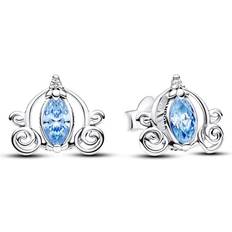 Pandora Blank Örhängen Pandora Disney Cinderella's Carriage Stud Earrings - Silver/Blue