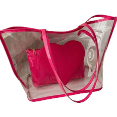 Shein Strandväskor Shein 2pcs Heart Shaped Decor Transparent Jelly Beach Bag - Pink