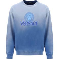 Versace Mens Royal Blue Brand-print Gradient-design Cotton-jersey Sweatshirt