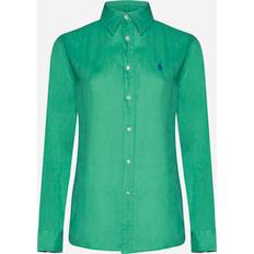 Dam - Linneskjortor - Långa ärmar Polo Ralph Lauren Logo Linen Shirt - Vineyard Green