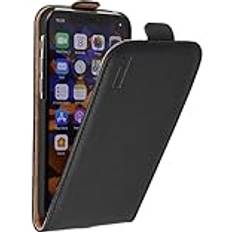 Mumbi Mobiltillbehör Mumbi Flip plånboksfodral i äkta läder kompatibel med iPhone 11 Pro svart